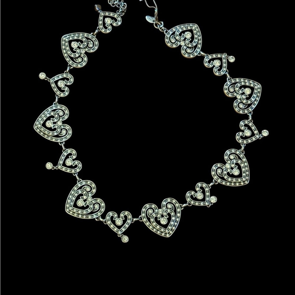 New Vintage Brighton Silver Heart belt sz S